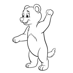 A cute little teddy bear. Isolated illustration of a bear on a white background in line art style. Illustration for coloring books and children's product design.