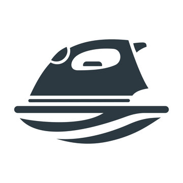 Electric iron icon in minimalist style.