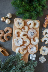 Christmas homemade gingerbread cookies on wooden table