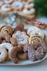Christmas homemade gingerbread cookies on wooden table