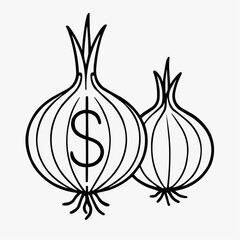 Invest in agriculture with this symbolic onion and dollar sign design, perfect for financial news or farming business ventures in a scalable vector graphic