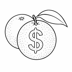 Fresh financial growth concept with oranges and dollar sign, illustrating wealth and prosperity, perfect for investment and business success visuals