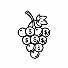 Visualize financial growth with this money grapes icon, perfect for business, investing, or personal finance concepts; a tasteful representation of prosperity