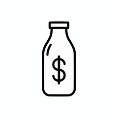 Investments flowing smoothly: Dollar symbol within a bottle, symbolizing savings, financial planning, and growth potential, originally a scalable vector graphic