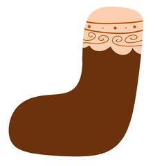 Brown Boot with Pattern Design PNG Transparent