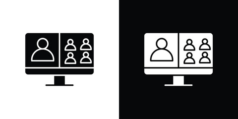 Webinar icon in solid silhouette set. Vector Illustration.