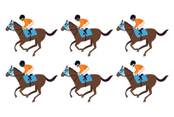 A jockey riding a horse in a race racing equestrian sports emoji symbol sign icon vector illustration isolated flat