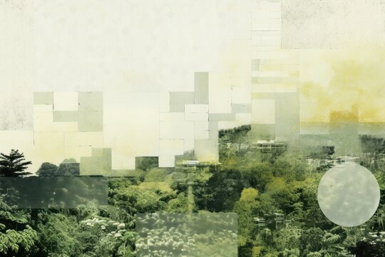 Green forset landscapes backgrounds outdoors collage.