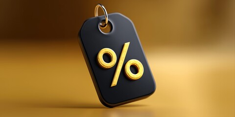 Black tag with gold percentage symbol on gradient background