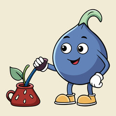 a fig cartoon take care gardening