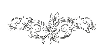 Elaborate flourish ornament in monochrome for elegant design compositions and decorative application