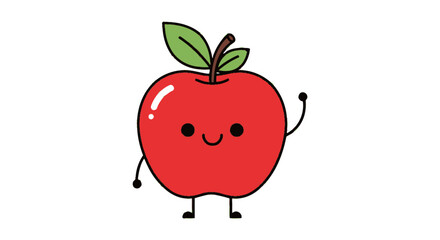 Cheerful apple character with a smile, a vibrant illustration for playful projects and educational