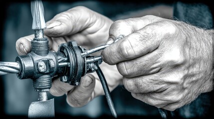 Skillful hands meticulously repairing intricate mechanical components in a detailed workshop environment highlighting craftsmanship and precision engineering techniques