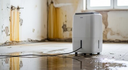 Home dehumidifier tackling moisture damage and mold growth indoor air quality and water removal
