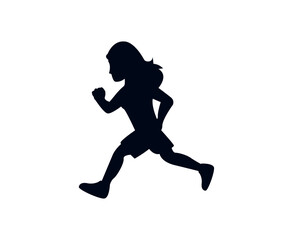 woman running run women person runner club sports Exercise blue shirt emoji symbol sign icon vector illustration isolated flat
