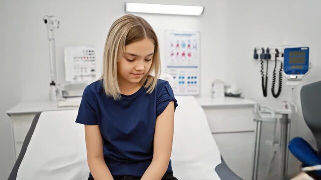 Teenage girl being vaccinated.