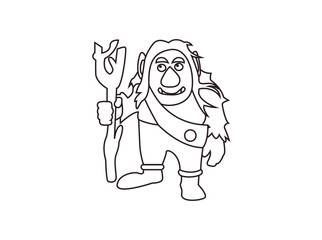 green troll with a stick club funny emoji symbol sign icon vector illustration isolated flat fantasy creature trolling