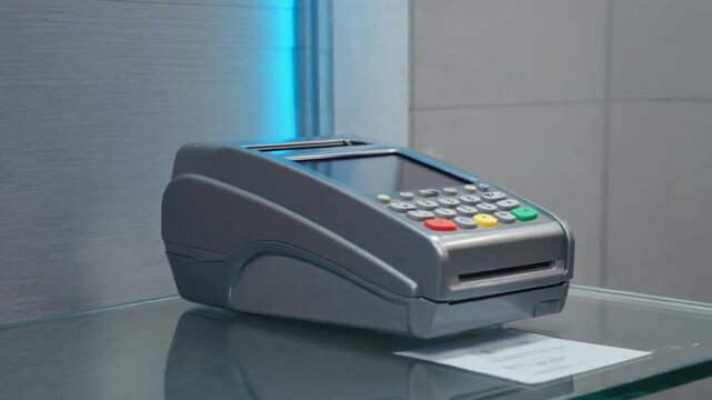 Payment terminal printing a ticket.