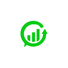 Green chat arrow analytics logo design
