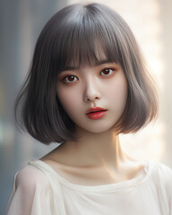 Elegant Asian Blonde Bob – Fashion Portrait