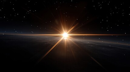 Fototapeta premium Astronaut in the Cosmos Revealing the Fiery Glow of the Sun from Earth's Orbit in Space