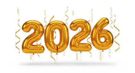 Sparkling 2026 gold balloons celebrate future success and joy