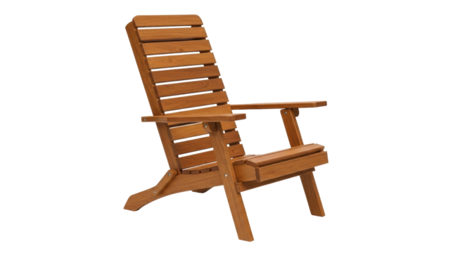Isolated outdoor chair in natural finish for patio or deck relaxing, home furniture