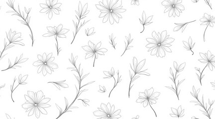 Elegant hand-drawn delicate floral botanical seamless pattern art
