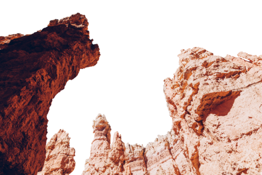 Rock formations viewed from the canyon isolated as transparent png