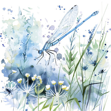 Beautiful Watercolor design, flat glowing firefly at night paintings isolated on a white background, illustration, AI painting design, vector set, eps format 2d design