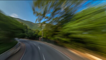 A Hong Kong streets view timelapse from open-top touristic bus during Hong Kong island's touring