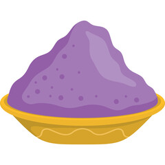 A Pile Of Purple Powder In A Golden Bowl On A Transparent Background