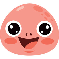 A Pink Cartoon Blob Character With Big Eyes A Wide Smile And Rosy Cheeks Is Smiling Happily On A Transparent Background