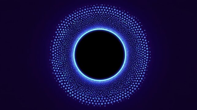 Abstract vibrant blue glowing circle design with luminous dots on dark background, ideal for technology, digital art, and graphic design projects - Powered by Adobe