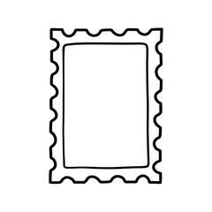 Whimsical hand drawn frame. Vector mail stamp doodle