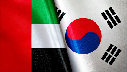 韓国の国旗とアラブ首長国連邦の国旗(Korea Flag & United Arab Emirates flag.)
