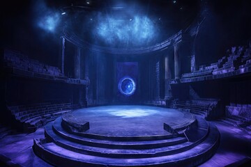 Fototapeta premium Ancient theater with a glowing portal at the center stage