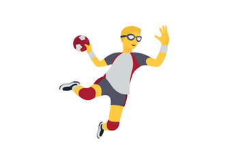 man playing handball sports men male person jumping throwing ball emoji symbol sign icon vector illustration isolated flat