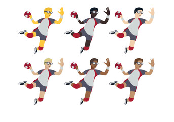 man playing handball sports men male person jumping throwing ball emoji symbol sign icon vector illustration isolated flat