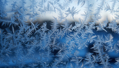 Frosty Window with Snowflakes