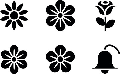 Fototapeta premium Collection of floral icons on white