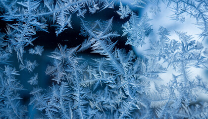 Frosty Window with Snowflakes