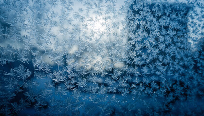 Frosty Window with Snowflakes