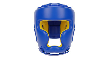 Isolated blue boxing headgear for protection during sparring and professional fights sport