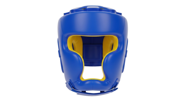 Isolated blue boxing headgear for protection during sparring and professional fights sport