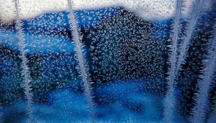 Frosty Window with Snowflakes