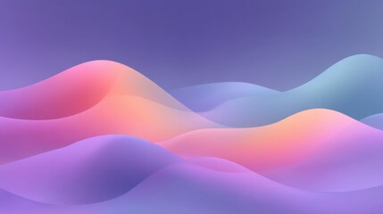 Soft Gradient Waves in Pastel Colors with Purple, Pink, and Blue Tones Creating a Calm and Serene Background for Creative Design Projects