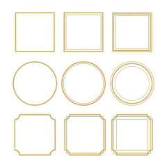 Golden frame shapes set elegant luxury borders for certificates and invitations