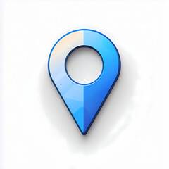 A stylized icon representing a location pin in blue shades. Useful for map or navigation-related themes and applications.