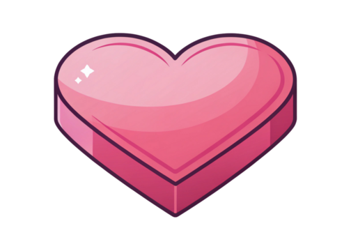 Pink heart shape, a shiny illustration symbolizing love, passion, and romance for design